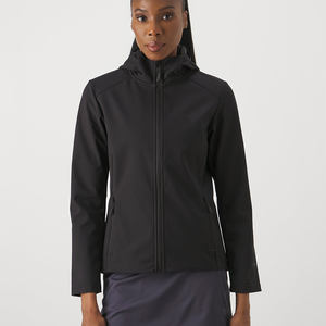 Veste Bornberg à capuche pour femmes noires à logo personnalisé de qualité supérieure Veste softshell à manches longues et coupe-vent pour la course à pied Vestes d'extérieur à prix d'usine - Product Image 1