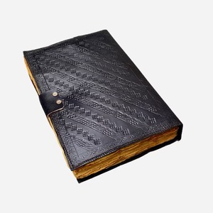 Hecho a mano 7 piedras cuero negro A5 diario Vintage latón C-broche serpiente espiral estilo recargable regalo diario A3 viene caja - Product Image 3