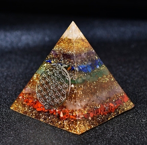 Pirámide de Mandala de cristal de siete chakras, Kit de protección para meditación, Yoga, generador de energía de resina, pirámide de orgón - Product Image 2