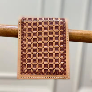 Nueva moda, billetera de cuero mecanizada a mano para hombre, cremallera larga, superventas, patrón occidental, tarjetero de cuero genuino, carteras para hombre - Product Image 3