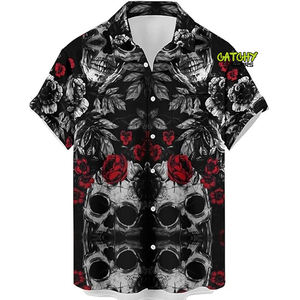 Chemises Aloha pour hommes CATCHY GEARS, imprimées sur mesure, en tissu sergé, grande taille, motif floral polynésien, style streetwear - Product Image 5
