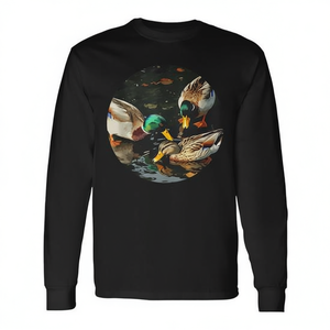 T-shirt à manches longues avec motif canards dans le parc, idéal pour les amateurs d'observation des canards, gilet de pêche - Product Image 2