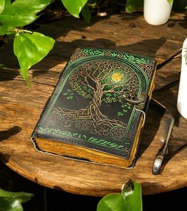 Gran A5 Grimoire Leather Journal Tree Life Print Spell Book Celestial Gifts para él o ella Diario en blanco en tamaño A6 - Product Image 4
