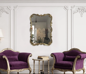 Baroque Mirror Gold, Carved Mirror, <b>Large</b> Vintage Rectangular Mirror - Product Image 1