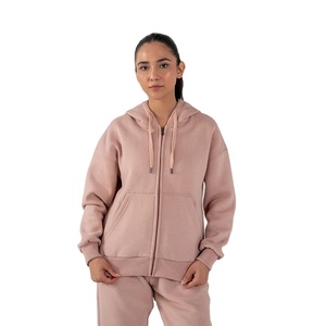 Commandez dès maintenant : Sweat à capuche zippé pour femme, doublure polaire douce, capuche ajustable, vêtement d'extérieur décontracté et confortable, fermeture éclair sur le devant, logo personnalisable - Product Image 1