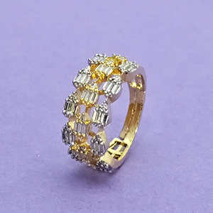 Hecho a mano 2 tonos rodio Mehndi chapado CZ anillo ajustable joyería de moda elegante para aniversario - Product Image 1