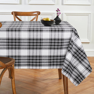 Indian Manufacturer's 100% Cotton Home Textile 150 X 220 cm <b>White</b> & Black Checked <b>Table</b> <b>Cloth</b> 190 Gsm Woven Techniques - Product Image 1