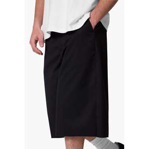 Shorts amples plissés noirs personnalisables avec logo OEM pour hommes, coupe décontractée, en coton et viscose, couleur unie, décontractés, respirants, pour l'été, fournisseur en gros - Product Image 1