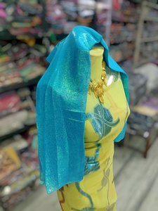 ผ้าคลุมไหล่สีฟ้าลายใบไม้หลากสี ผ้าฝรั่งเศสสีเขียวมะนาว |   ชุดแต่งงานที่เป็นมิตรกับสิ่งแวดล้อมสำหรับเด็กผู้หญิง |   โซมาเลีย - Product Image 2