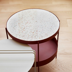 Table ronde en métal moderne et de luxe en pierre à double rangement Vente en gros Fabriqué en Inde Bureau Maison Chambre Restaurant hôtel - Product Image 3
