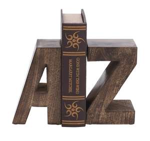 Ensemble de 2 serre-livres de 8 "H 5" W de haute qualité en bois de manguier brun foncé Excellent rapport qualité-prix bas - Product Image 1