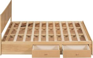 Morden Solid Wood Platform <b>Bed</b> Full Queen Size Bedroom <b>Beds</b> with underneath Storage and 2 Drawers Wood Color - Product Image 2