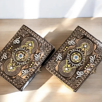Journal Grimoire en Cuir Œil Maléfique Gothique Fait Main, Livre de Sortilèges, Journal des Ombres, Wiccan, Journal de Sorcière Vintage, Artisanat de Sorcellerie Gaufré, Fête des Mères