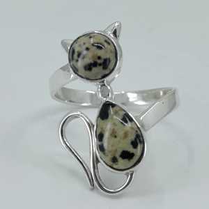 Anillo de Plata de Ley 925 con Jaspe Dálmata, Hecho a Mano, Estilo Boho, Joyería con Piedra de Nacimiento de Marzo, Regalo Perfecto para su Cumpleaños o Aniversario - Product Image 3