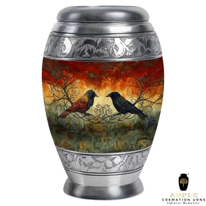 Urne en aluminium fabriquée à la main Conception de colibri Urnes de crémation Revêtement Meena de qualité supérieure Conception étanche Souvenir et grandes options - Product Image 2