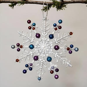 Exclusive Beaded Wholesale Metal Christmas Glass <b>Crystal</b> Snowflake <b>Ornament</b> for Home and Outdoor Decoration - Product Image 4