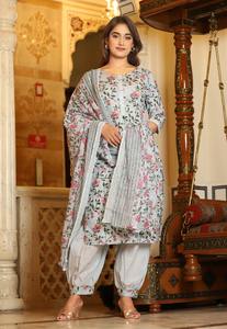 Hermosas hojas florales impresas con detalles bordados Golden Fancy Wear FABZONE Daily Wear Party Wear Kurti Paired Afghani Pant - Product Image 3