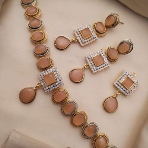 Ensembles de bijoux de mode en plaqué or 18 carats, belle pierre, collier, boucles d'oreilles pour femmes, fiançailles, cadeau de mariage, fêtes, vente en gros - Product Image 3