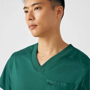 Ensemble de blouses d'infirmière pour hommes, couleur unie, confortable, col en V, vêtements médicaux pour hôpitaux et cliniques, logo personnalisé disponible - Product Image 6