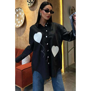 Camisa Oversize de Popelina con Bordado de Corazón y Detalle de Botones Colección 3430 - Product Image 2