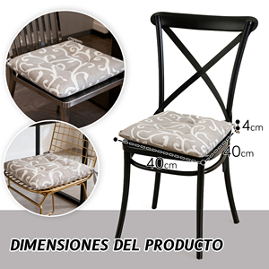 Cojín de silla de algodón y poliéster relleno de espuma suave de 40x40x4 cm con diseño de 4 puntos de costura Cojines y almohadas de asiento de 40x40x4 cm - Product Image 4