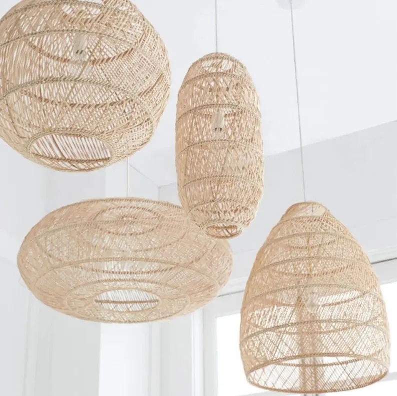 Factory Custom Wholesale bamboo lighting pendant hanging home garden decor lamp shade made in Vietnam