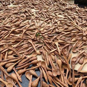 Mini cucharas de madera Natural y madera grande, cuchara de madera de coco ecológica, cuchara de helado de madera - Product Image 4