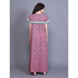 Robe de nuit pour femme 100% coton, robe de bain décontractée à imprimé floral, poche latérale, fermeture à cordon, confortable, respirante, taille XS - Product Image 5