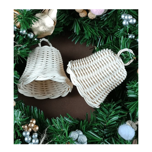 Cloche en rotin faite à la main 100%, pendentif en rotin en forme de cloche, cerceaux de boucle d'oreille en bois de rotin tissé à la main naturel du Vietnam - Product Image 6