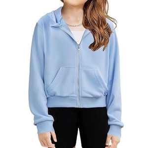 Ropa Infantil de Felpa Francesa OEM con MOQ Bajo, Chaqueta con Cremallera y Bolsillos Tipo Canguro, Ropa Deportiva Informal de Invierno para Niñas - Product Image 1