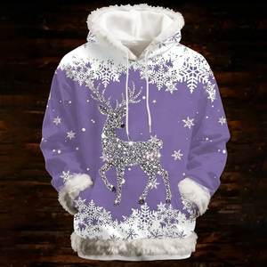 <b>Christmas</b> <b>Sweatshirts</b> Women 2025 Fashion Pullover Tops Solid Cozy Fleece Lined Breathable Digital Casual Hoody Soft Warm Winter - Product Image 6
