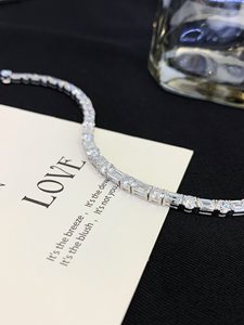 Corte redondo corte esmeralda VVS, VVS1, VS, VVS2 pureza 14K oro blanco pulsera excelente DEF Color GRA certificado moissanita diamante - Product Image 3