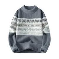 Pull-over en maille jacquard structuré pour homme, collection Hiver 2025, dernier design, service OEM, personnalisable, face avant en coton/acrylique