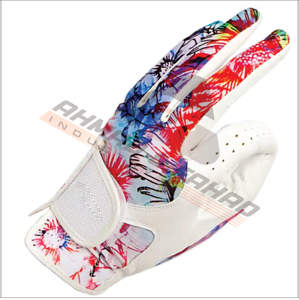 Gants de golf en cuir Cabretta complet à gauche, accessoire de sport respirant avec logo personnalisé et impression camouflage par sublimation - Product Image 3