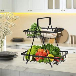 Black Fruit <b>Basket</b> <b>Stand</b> Metal Fruit <b>Basket</b> Countertop Fruit Organizer <b>Vegetable</b> Storage <b>Basket</b> Elegant Home Organization - Product Image 1