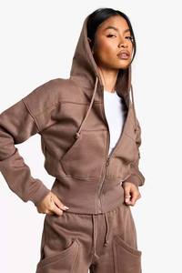 Alta demanda Mocha 2 piezas mujeres Deep Hem Hoodie & Straight Leg Jogger Set transpirable pantalones de chándal de longitud completa conjunto de chándal de mujer - Product Image 2