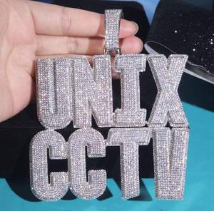 Pendentif Hip Hop Plaqué Or Personnalisé en Argent Sterling avec Moissanite VVS, Pendentif Lettre Nom, Design Personnalisé, Testé - Product Image 4