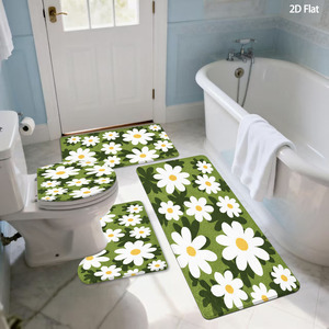 Ensemble de tapis de salle de bain imprimés sur mesure pour salle de bain, rideau de douche antidérapant, tapis de bain - Product Image 2