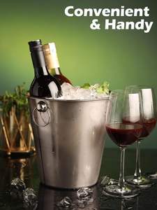 Customized Logos Wholesale Stainless Steel <b>Beverage</b> <b>Tubs</b> for <b>Bucket</b> Round with Ring 4.8qt Capacity Wine Beer <b>Ice</b> <b>Buckets</b> - Product Image 5