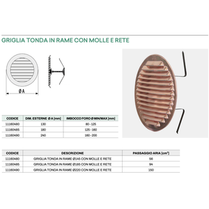 Rejilla Redonda Industrial de Cobre Tecnosystemi con Resortes y Rejillas Metálicas para Sistemas HVAC, Fácil Instalación - Product Image 4