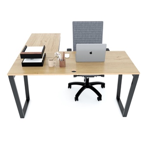 HBTC037 Minimalist Luxury L-Shaped <b>Computer</b> <b>Table</b> 140x140cm Melamine-Coated Plywood Desk with Trapeze Iron Legs <b>for</b> Bedroom Use - Product Image 1