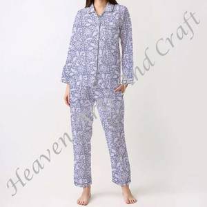 Conjunto de Pijamas de Algodón 100% para Mujer, Ropa de Dormir Suave para el Hogar, Conjunto de Pijamas de Primavera/Verano con Estampado Floral/Personajes/Letras/Estampado/Vacaciones/Árbol PJ011 - Product Image 6