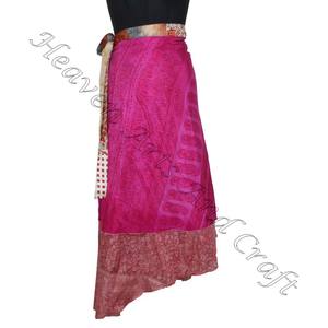 New Beach Wear Vintage Silk Saree Magic 38 Inch <b>Long</b> Length Wrap Reversible Vintage Silk Magic Wrap <b>Skirt</b> Hot Casual Wear Sari - Product Image 2
