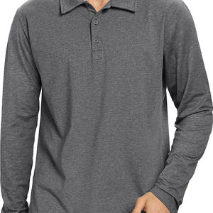 Personalizado transpirable y cómodo desgaste 100% algodón largo, manga corta, antiarrugas, camisetas polo para hombres - Product Image 5