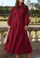 Robe ample à manches longues rouge YKD119, vêtements musulmans islamiques haut de gamme, hijabs, style décontracté, garde-robe quotidienne