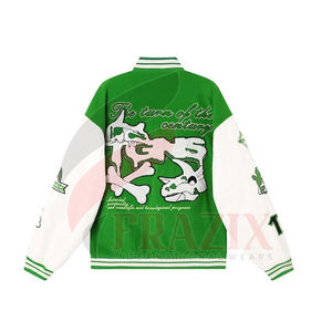 แจ็กเก็ตเบสบอลขนสัตว์สำหรับเด็กแจ็กเก็ตตัวหนังสือกันลมพร้อมแขนหนังไซส์ใหญ่พิเศษสำหรับฤดูหนาว - Product Image 6