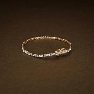 Pulsera de Tenis con Diamantes de Moissanita Certificados de Corte Redondo de 2.5 mm para Regalo de Cumpleaños en Tono Dorado, Plata de Ley 925, Fabricante de Joyería Fina - Product Image 3