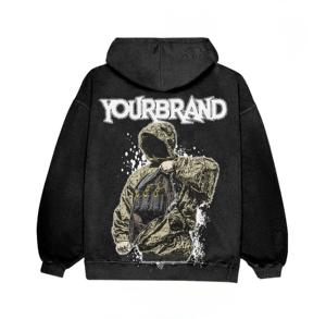 Ropa de calle vintage marca Boxy Fit ácido lavado desgastado L polar algodón Sudadera con capucha logotipo personalizado MOQ 1PC - Product Image 4