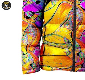 Veste matelassée d'hiver à design personnalisé OEM pour hommes Manteau bulle imprimé par sublimation avec col montant et fermeture éclair Veste d'hiver matelassée - Product Image 3