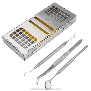 Kit exame dentário Instrumentos diagnósticos dentários Sondas periodontais Pinças curvas espelhos boca com bandejas esterilização